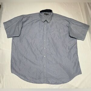 Planet B Shirt Mens 2XL White Blue All Over Pattern Casual Button Down